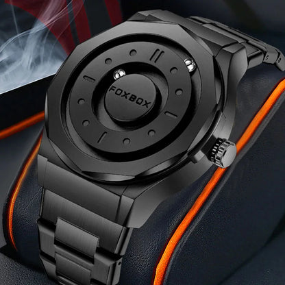 FOXBOX Creative Scrolling Pointer Magnetic Force Men's Quartz Wristwatches Outdoor Sports Waterproof Watch Men Relogio Masculino.