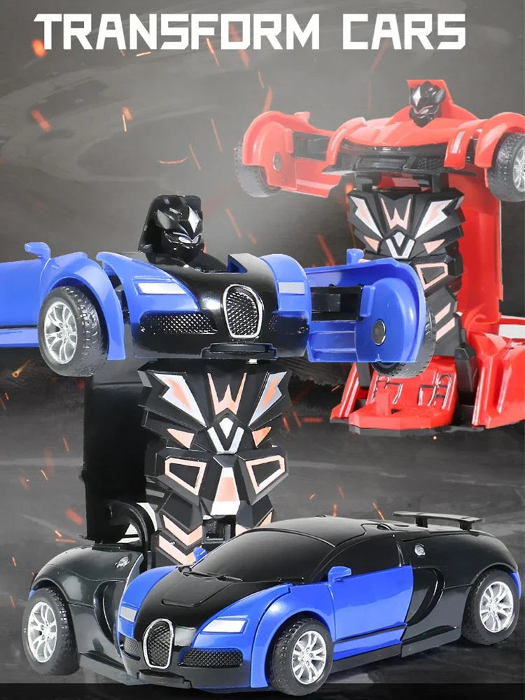 2 in 1 One-key Collision Deformation Car Toys Automatic Transformation Robot Plastic Vehicles Boys Toy Model Car Kids Baby Gift.
