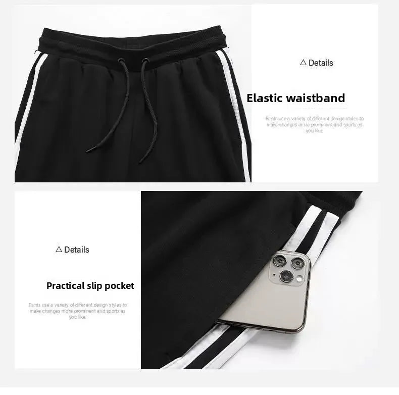 Autumn Winter round Neck Sweatshirt Men Loose Sports American Casual Cotton Fleece Versatile Comfortable Men's Set.