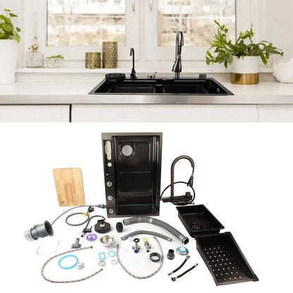 Küchenspüle unter der Theke, 68 x 45 cm, verdickter Edelstahl, Digitalanzeige, Küchenspüle, Küchenspüle, Unterbauwaschbecken