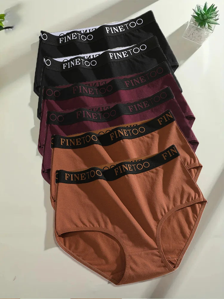 Finetoo 6Pcs/Set Women's Seamless Cotton Briefs Women Plus SizePanties Breathable Underwear Female Low Waist Soft Lingerie S-XXL