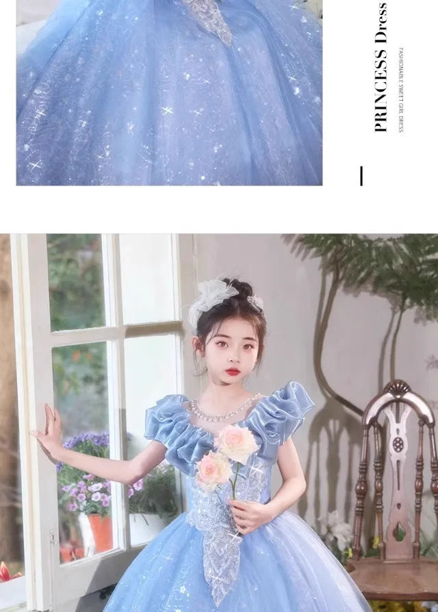 Elegangt Mädchen Abendkleid Luxus Prinzessin Kleid Geburtstag Party Pageant Outfit Kinder Klavier Rezitieren Leistung Formelle Kleidung.