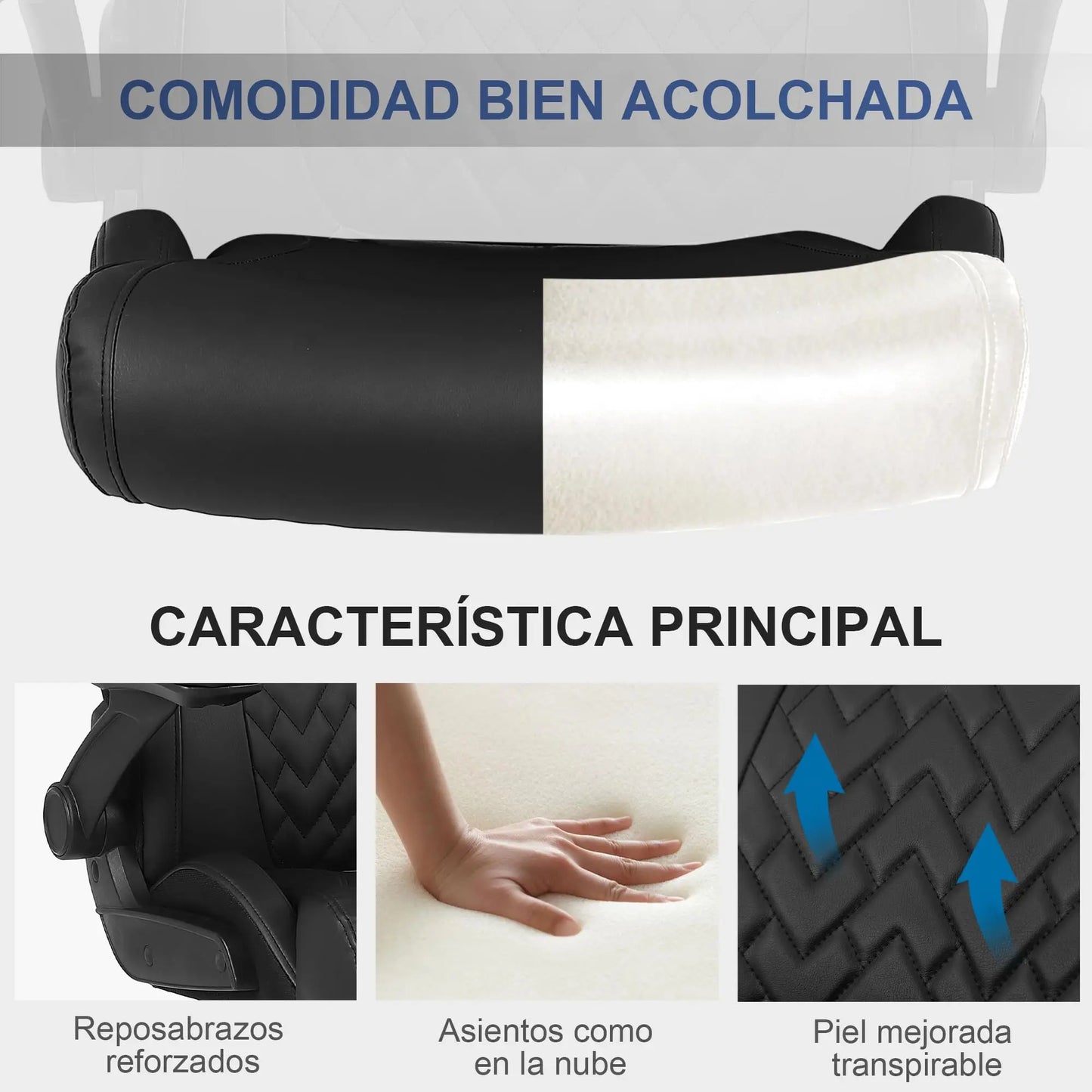 Ralex-Stuhl Ergonomischer Bürostuhl mit 200 kg Tragkraft, PU-Leder-Schreibtischstuhl mit Lordosenstütze und hochklappbaren Armlehnen,