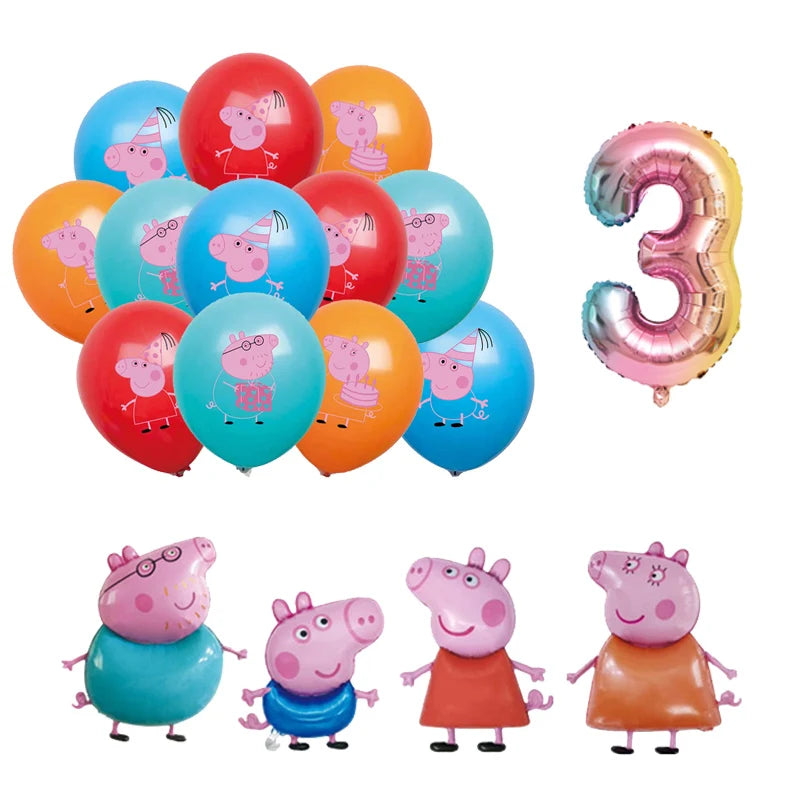 Cartoon Peppaed Schweine Geburtstag Party Dekoration George Seite Pappteller Einweg Geschirr Ballon Für Kind Event Liefert.