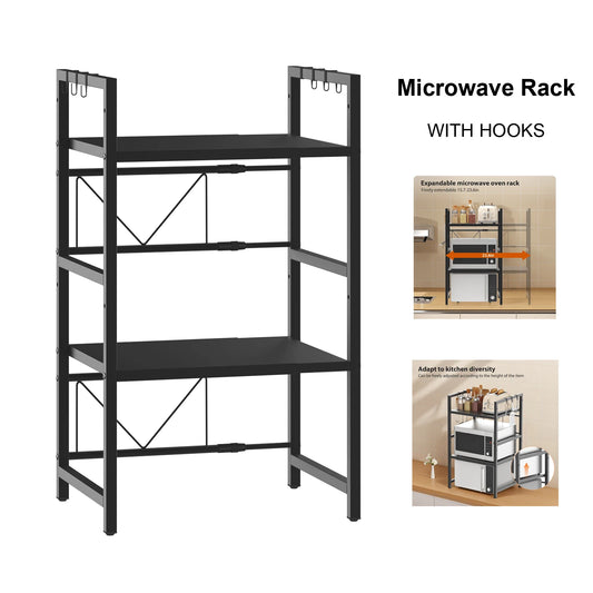 Kitchen Storage Rack Metal Condiment Organizer Shelf Expandable Microwave Shelf Height Adjustable.