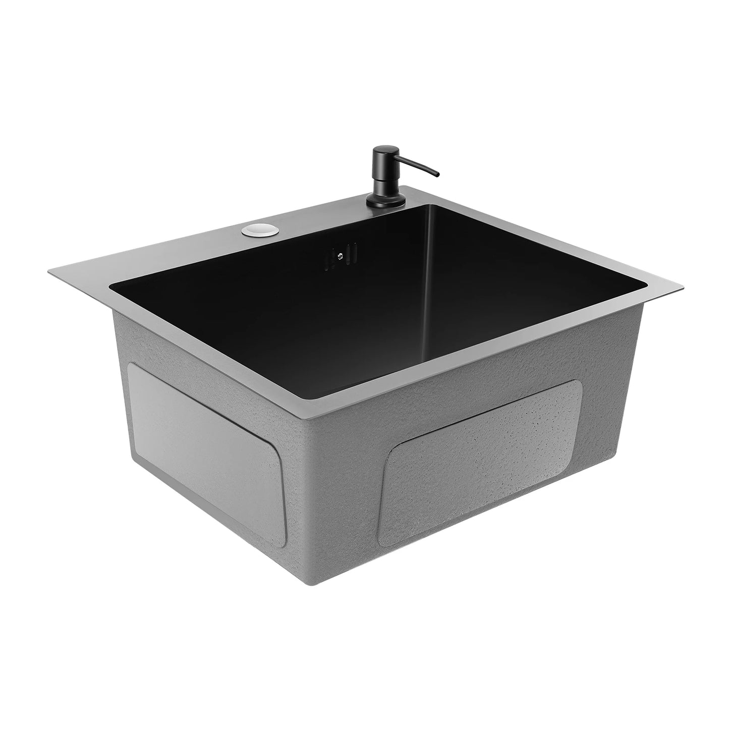 40 x 45 x 20 cm Küchenspüle-Set, Spüle aus Edelstahl 201 mit Abflusskorb und Seifenspender für Küchen, Badezimmer, Waschräume