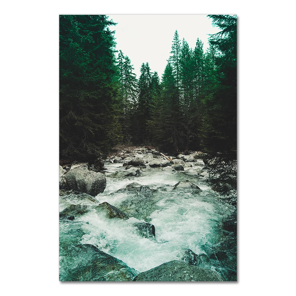 Mountain Wall Posters Fog Forest Canvas Painting Natural Landscape Poster Nordic Wall Pictures For Living Room Home Decoration