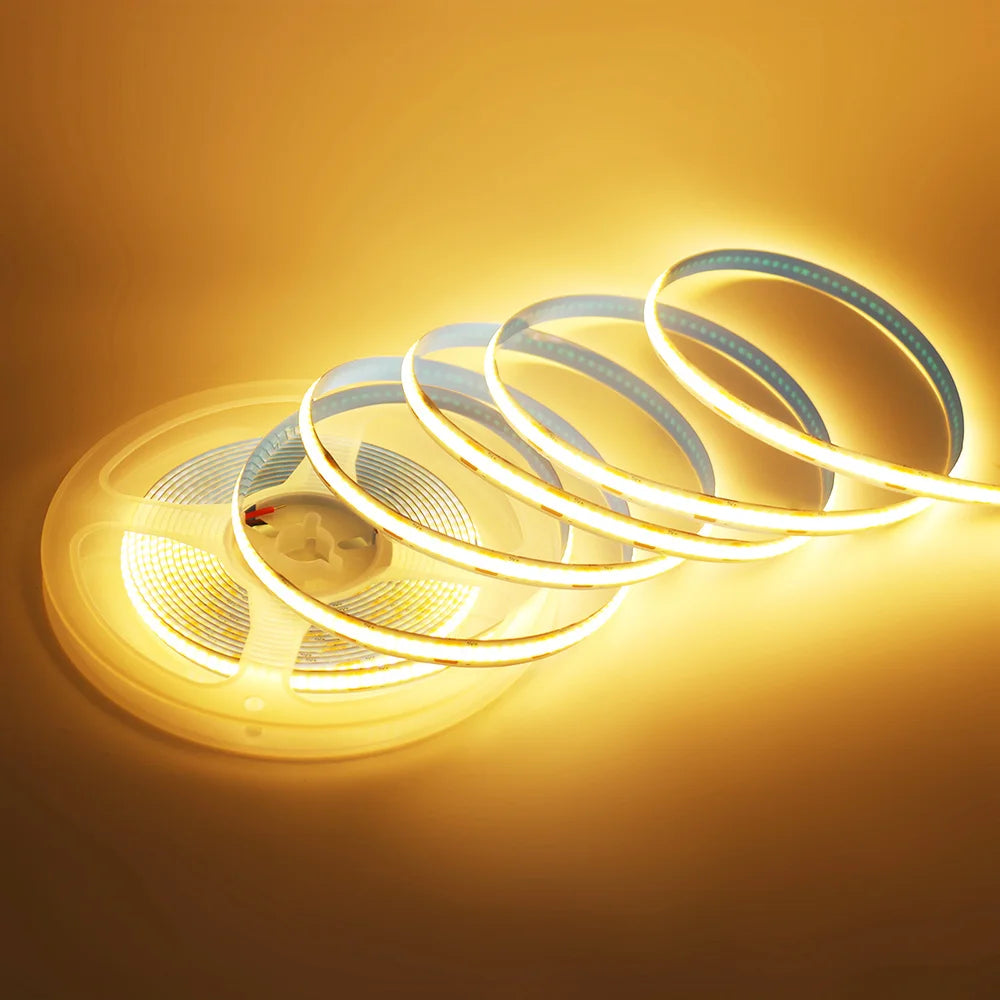 5 V USB-COB-LED-Streifen mit 2-poligem DC-Stecker, 3000 K, 4000 K, 6000 K, 320 LEDs, flexibles Band, lineare Beleuchtung mit hoher Dichte.