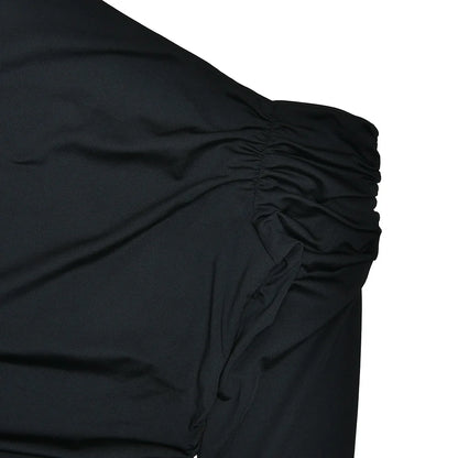 Cryptographic Fashion Solid Long Sleeve Bodysuits Elegant Outfits Slim Asymmetrical Tops Streetwear Basic One Piece Clothes.