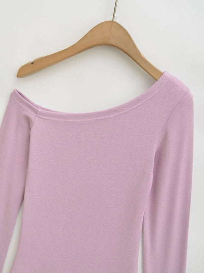 Women One Shoulder Long Sleeve Top Tee Tshirt