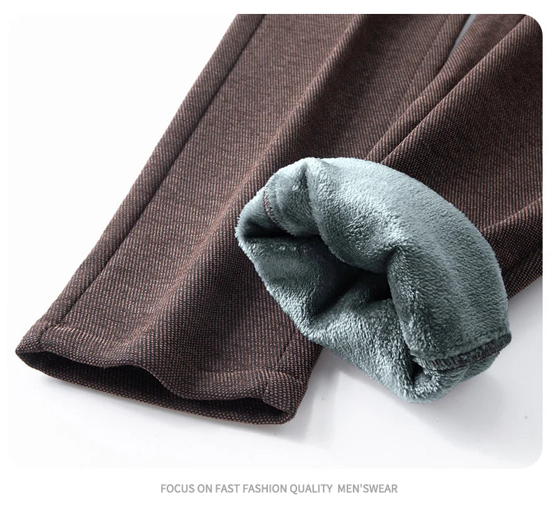 Men's Winter Velvet Casual Pants Thickened Warm Slim Fit Comfortable Solid Color Trousers Korean Fleece  Fashion Outdoor Jogging