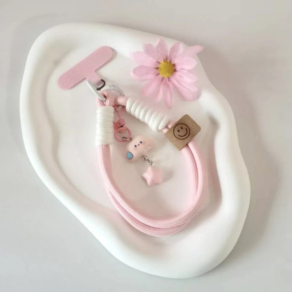 Kawaii Cloud Star Lanyard Short Wrist Strap Cute Phone Accessory for Mobile Camera.