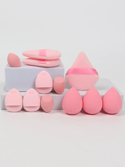 12-Piece All-Purpose Makeup Sponge Set, Made of 3 Loose Powder Puffs, 3 Mini Air Cushion Puffs, 3 Beauty Eggs and 3 Mini Beauty.