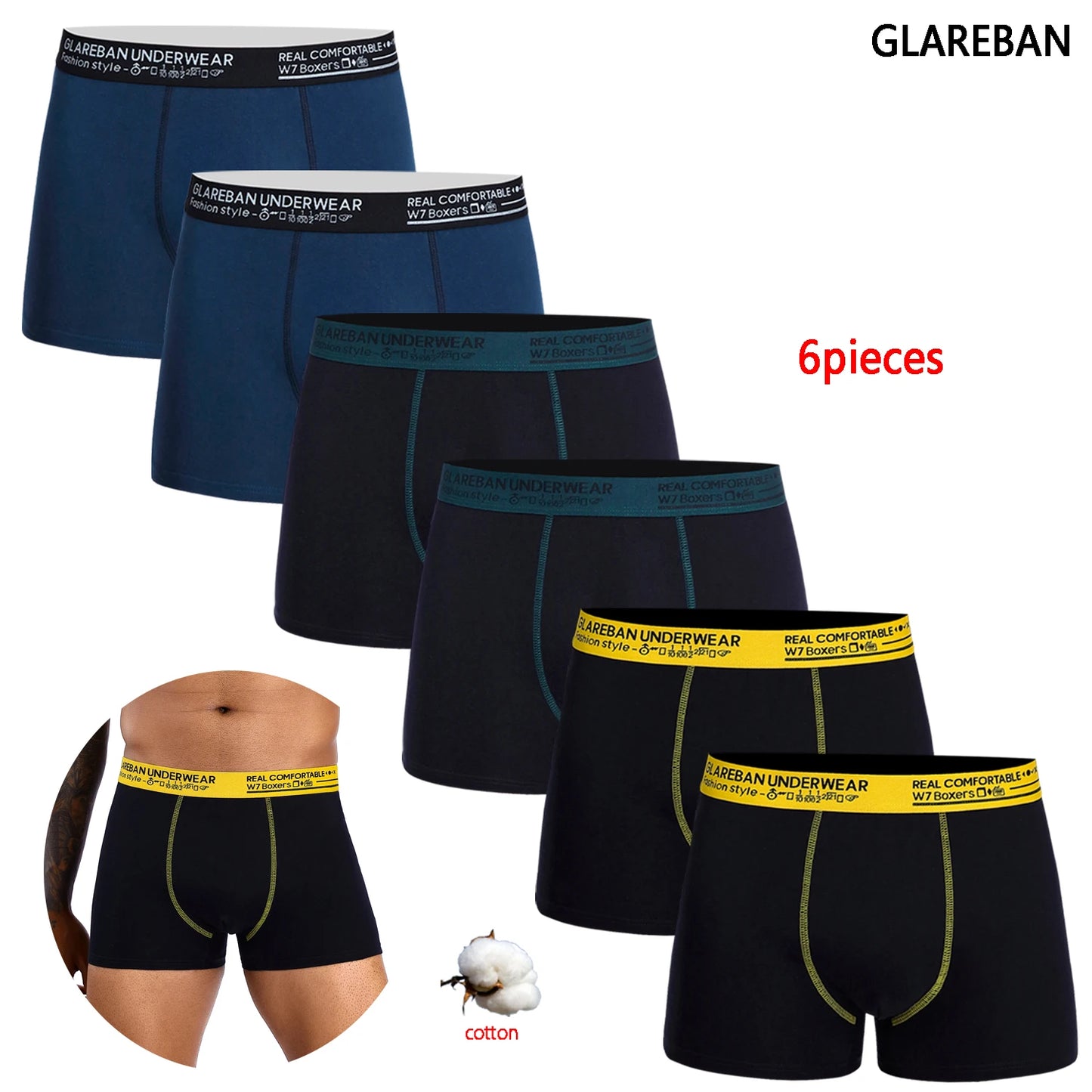 6 teile/paket Schwarz Boxer Shorts Männer Unterwäsche Weiche Atmungsaktive Männliche Unterhose für Männer Homme Boxershorts Slips 2024 Höschen