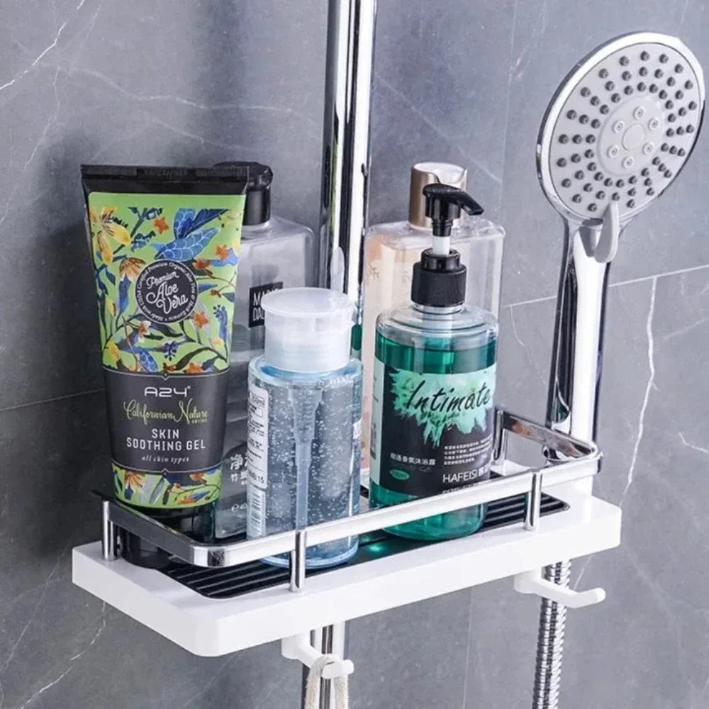 Dusche Lagerung Halter Bad Regal Pole Regale Shampoo Tablett Stehen Kein Bohren Hebe Stange Dusche Kopf Halter Rack Organizer
