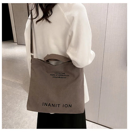 Japanese Canvas Men's and Women's Simple Cross-body Bag Wash Canvas Thick Handbag Large Capacity Arts Students Package Satchel