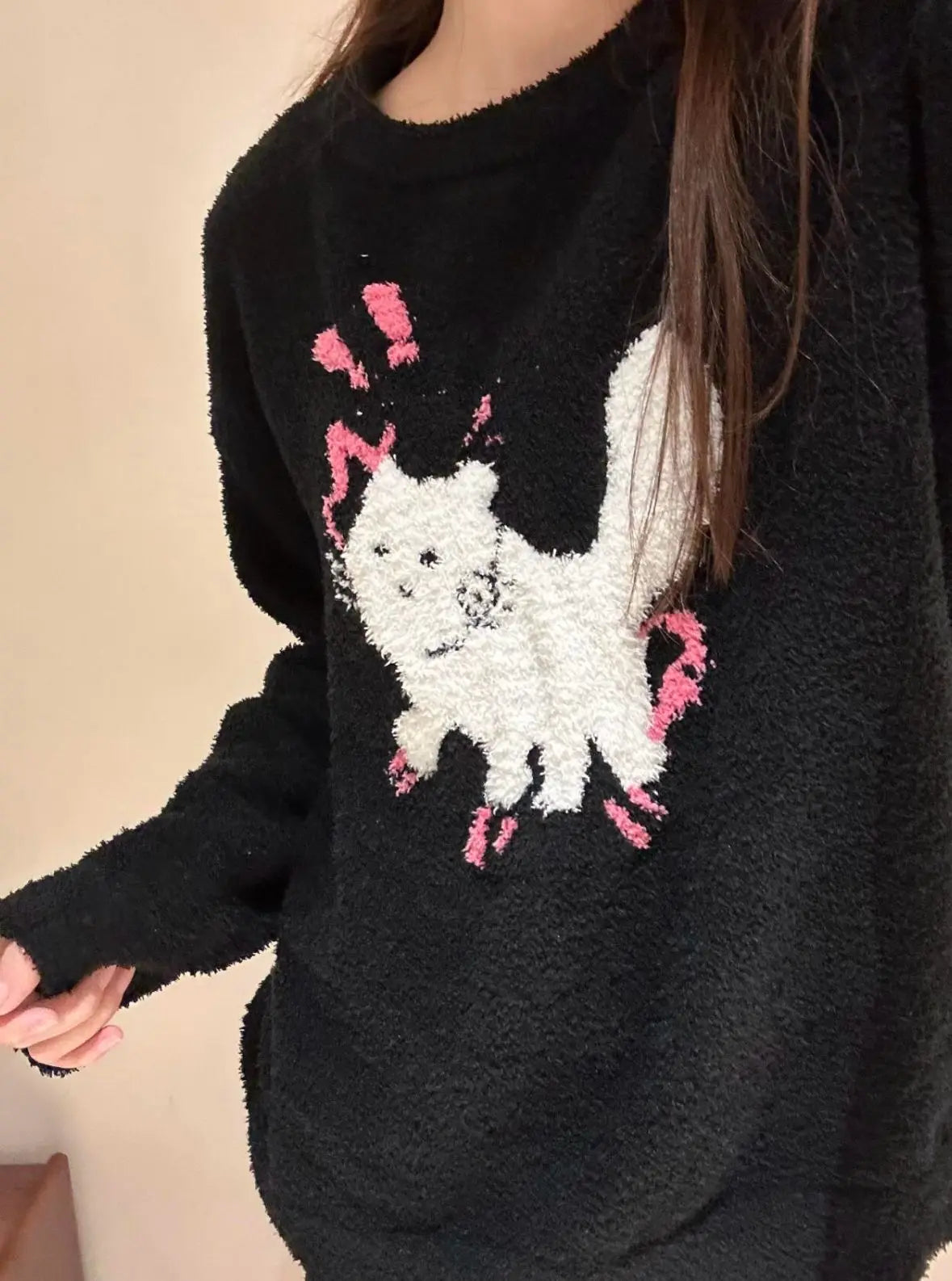 Kawaii Hello Kitty Pajamas Girl Sanrio Long-Sleeved Loungewear Sweet Young Student Girl  Warm Home Clothes Sleepwear Set