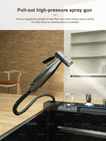 100x50cm Waterfall Kitchen Sink Stainless Steel Extra Large Single Bowl Digital Display Multifunctional Dishwashing Sinks