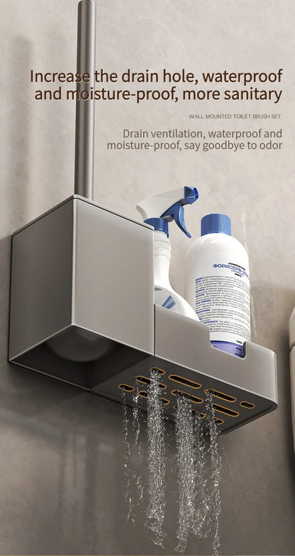 Kein Stanzen Badezimmer-Toilettenregal/Badezimmer-Wandbehang-Toilettenregal/Toilettenbürstenaufbewahrung