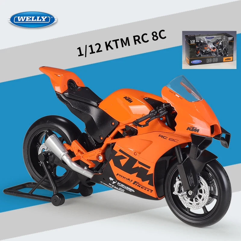 Welly 1:12 KTM RC 8C Alloy Road Racing Motorcycle Model Diecast Metal Street Sports Cross-country Motorcycle Model Children Gift.