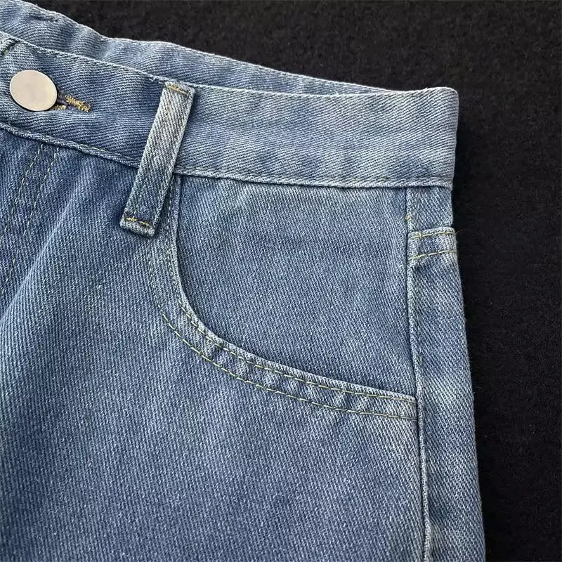 2025 Men Baggy Casual Jeans Male High Street Straight Leg Denim Pants American Classic Retro Summer Casual Long Trousers.