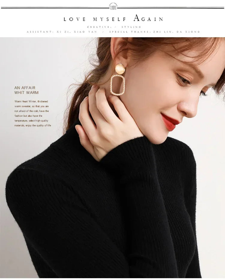 Frauen einfarbig lange Ärmel Roll kragen pullover Strick pullover grundlegende weiche Pullover einfache elegante Mode neu