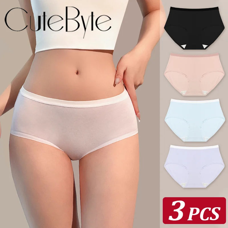 3Pcs/Set Women's Seamless Cotton Briefs Women Panties Solid Color Breathable Underwear Female Low Waist Soft Lingerie S-XXL.