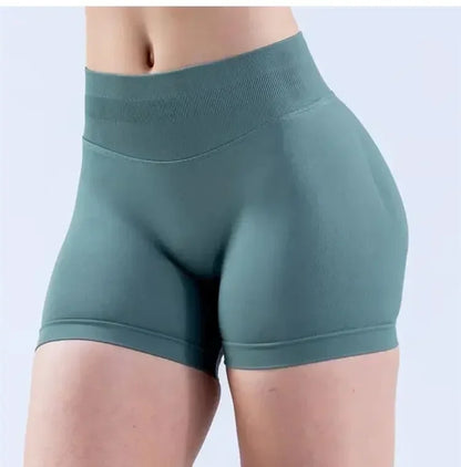 Summer High Waisted Yoga Shorts Women  Fashionable and Sexy Running Fitness Pants Solid Color High Elastic Yoga Leggings