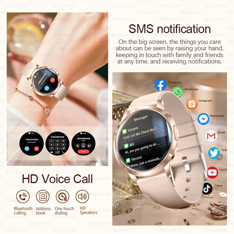 New Women Smart Watch 1.32"Ultra-thin AMOLED HD Screen Sport Fitness Bracelet Custom Watch Face Bluetooth Call Luxury Smartwatch.