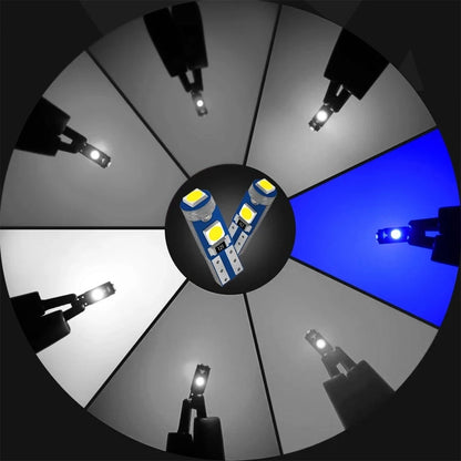 10X T5 Led-lampe W3w Auto Lichter Lizenz Lampe Motorrad Dashboard Licht Auto 3smd 12v Canbus Innen Mini rote Dome Lesen Lampen.