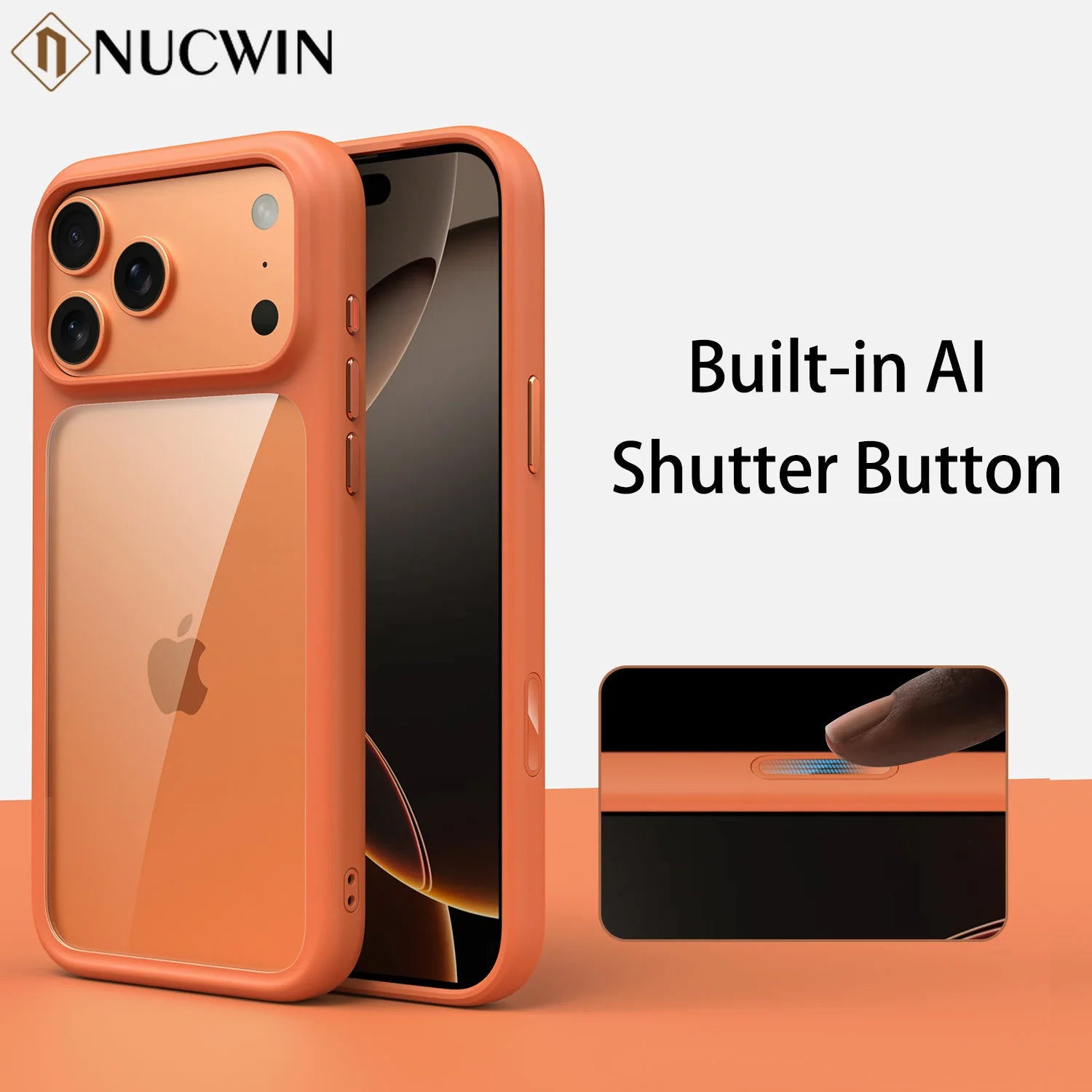 Luxury Orange Shield Matte Transparent Phone Case For iPhone 17 Pro Max 17 Pro 17 New Metal Buttons Skin Feel Shockproof Cover.