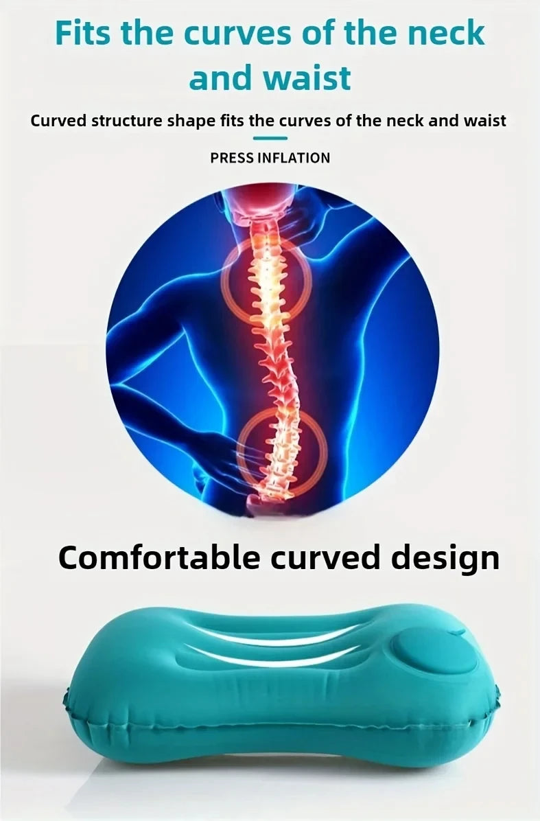 portable Inflatable Square Pillow Flocking travel neck pillow foldable waist pillow Comfortable Travel Camping Plane Pillow 1PC.