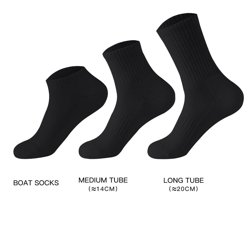 Mens Moisture Wicking Outdoor Hiking Work Cotton Socks Compression Cushion Crew Socks Leisure Men Black Socks 5 Pairs.