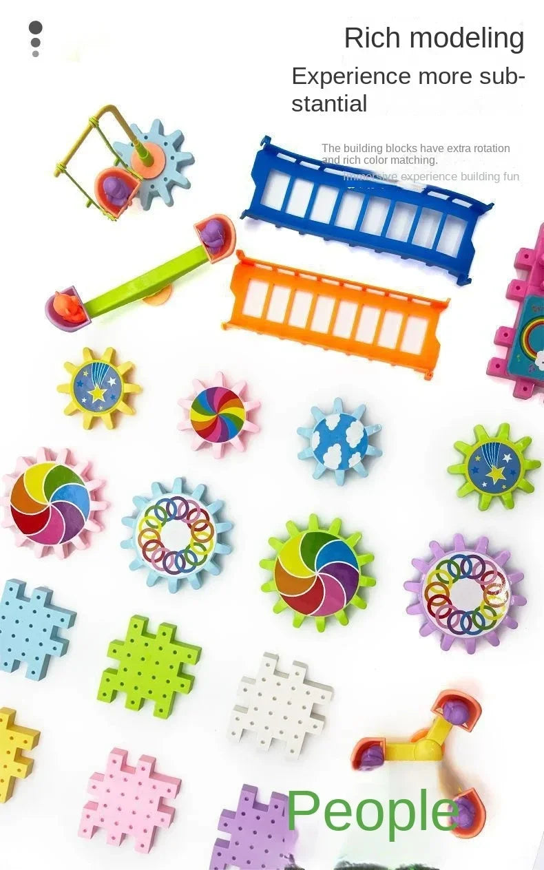 Electric Gears 3D Puzzle Model Building Kits Plastic Brick Blocks Educational Toys for Kids Children Gear Blocks Building Toys.