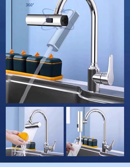 Three-speed Waterfall Water Outlet Multi-function Faucet Extender Universal Rotating Nozzle Splash-proof Kitchen Artifact
