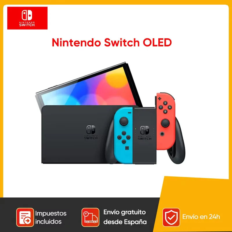 Nintendo Switch OLED Model 7 Inch Screen Joy‑Con Handle Enhanced Audio Adjustable Console Stable TV Mode Video Game.