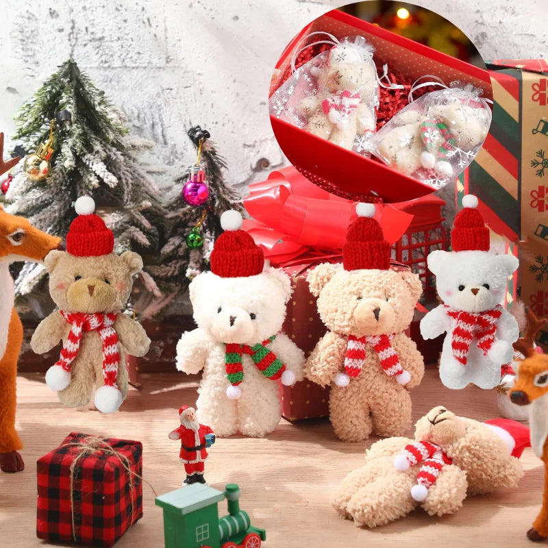 12–48 Stück Weihnachts-Kuscheltiere, Mini-Teddybären, groß, mit Organzabeuteln für Weihnachtsfeiern, Gastgeschenke, Weihnachtsbaumdekoration.