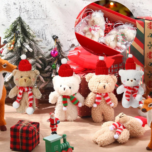 12–48 Stück Weihnachts-Kuscheltiere, Mini-Teddybären, groß, mit Organzabeuteln für Weihnachtsfeiern, Gastgeschenke, Weihnachtsbaumdekoration.