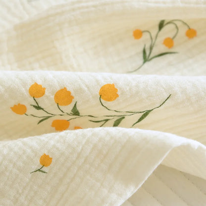 Neuer Sommer-Damen-Pyjama aus Baumwollkrepp, dreiteilig, kurzärmelig + Shorts + Hose, große Größe, einfacher Blumen-Pyjama, Heimservice-Anzug