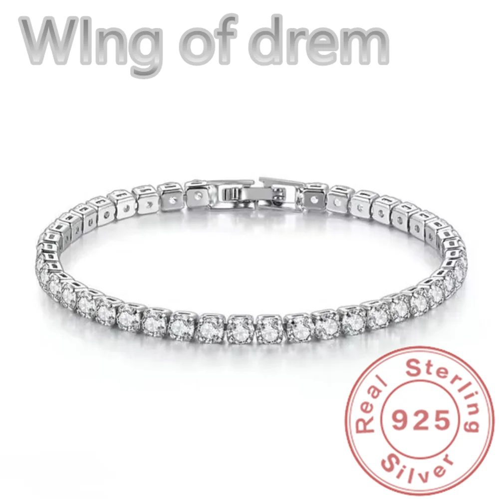 Dazzling 925 Sterling Silver Tennis Bracelet Rose Gold Shining Cubic Zirconia Bracelet Wedding Jewelry Gift.