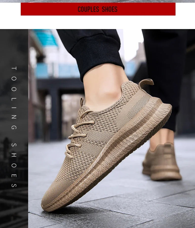 Fujeak Ultralight Running Shoes for Men Casual Breathable Mesh Sneakers Anti-slip Fashion Solid Colour Men's Shoes Plus Size 46.