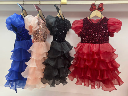 Kinder kleid schwarz Prinzessin Anhänger Kleid Kinder kleid Blumen kleid 4 bis 12 Jahre Mädchen Klavier Performance Kleid.