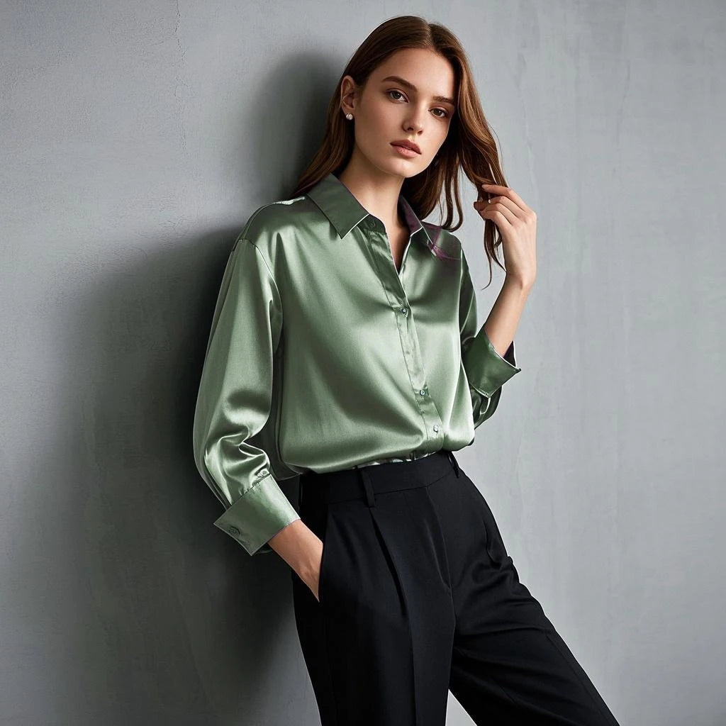 Korean Chic Office Lady's Satin Shirts Matching Elegant Female Blouse 2025 Summer New In Women's Shirts & Blouses Trend Tops.