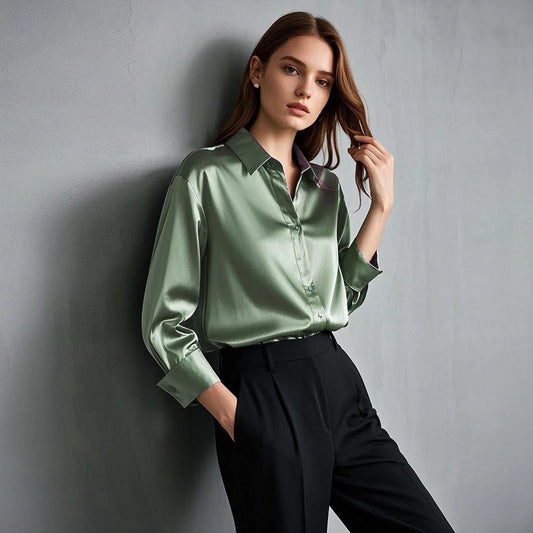 Korean Chic Office Lady's Satin Shirts Matching Elegant Female Blouse 2025 Summer New In Women's Shirts & Blouses Trend Tops.