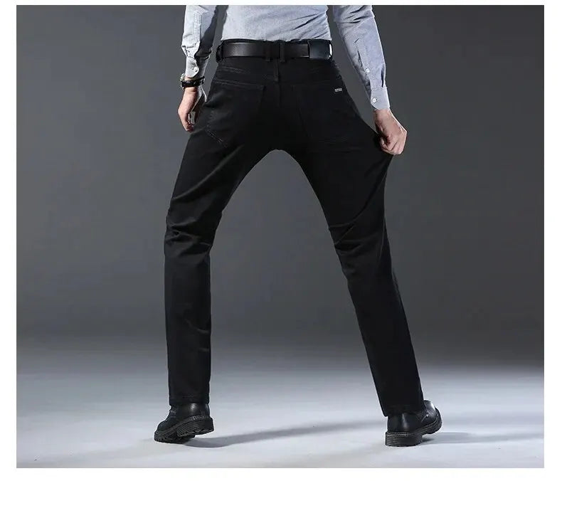 Wthinlee Neue Business männer Jeans Casual Gerade Stretch Mode Klassische Blau Schwarz Arbeit Denim Hosen Männliche Marke Kleidung.