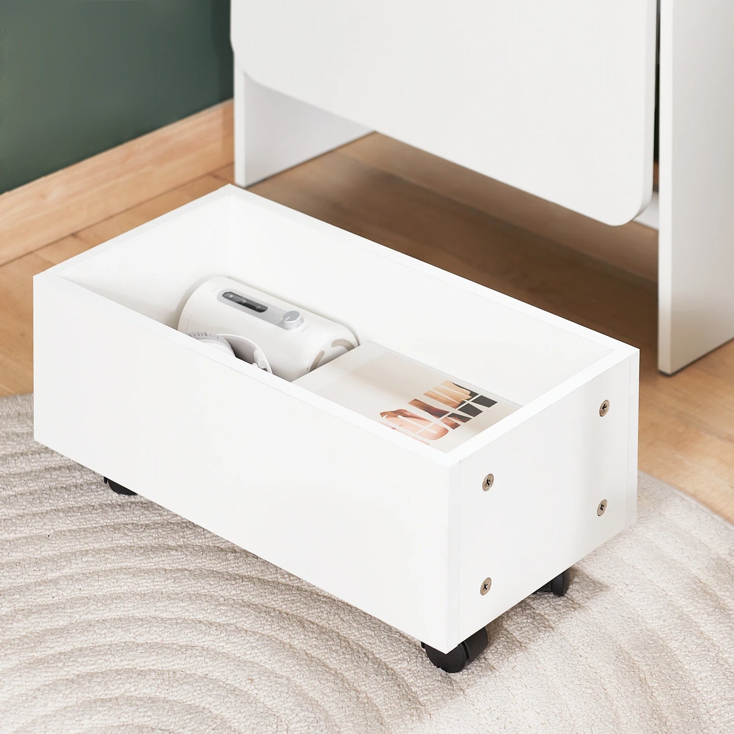 SoBuy FWT105-W Schreibtisch klappbar Computertisch mit Ablagen Klapptisch mit Aufbewahrungsbox Bürotisch für Homeoffice