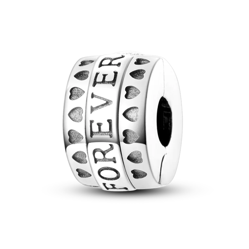 Silver Clasp 925 Sterling Silver CZ pave Clip Charms Daisy Beads Stopper Safety Chain fit Original Bangle Bracelet Jewelry Clip