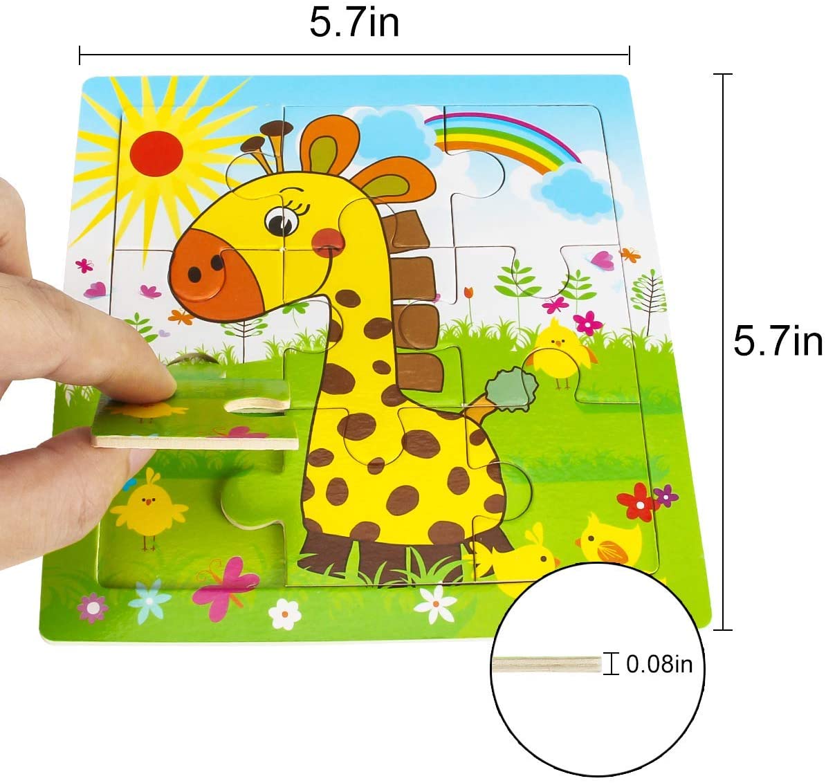 9/16 Jigsaw Puzzles for Kids Ages 2 3 4 5 Toddler Wooden Puzzle Preschool Educational Toys Set Animals Puzzle for Boys and Girls.