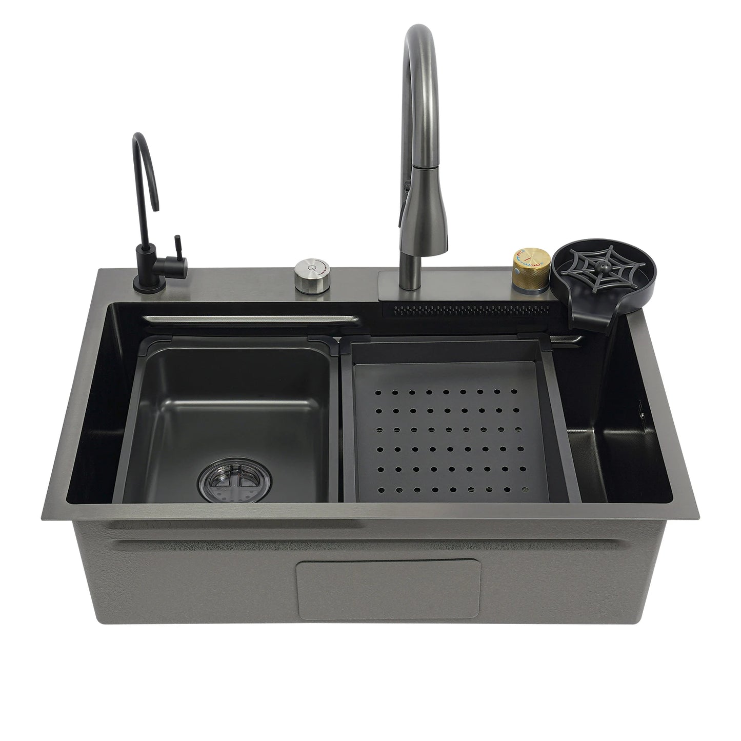 Edelstahl Rechteckige 68*45*21 cm Küche Waschbecken Große Single Slot Wasserhahn Set Seifenspender Tasse Waschmaschine