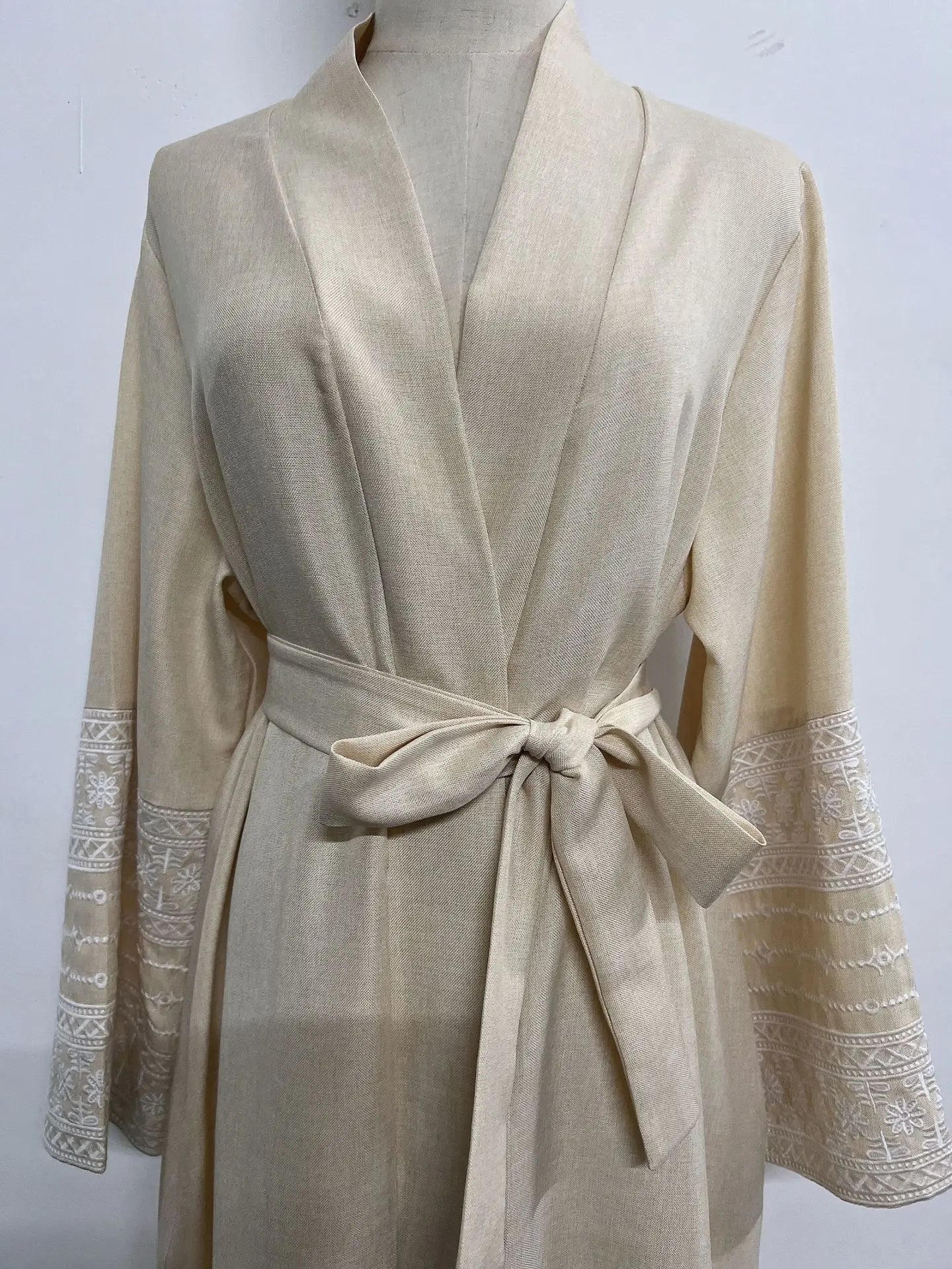 Ramadan Eid Black Open Kimono Abaya with Sashes Damen Dubai Islam Muslim Dress Kaftan Prayer Clothes Women Kebaya Robe Femme.